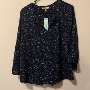 Stitch fix NWT Women's Navy Polka Dot Top large